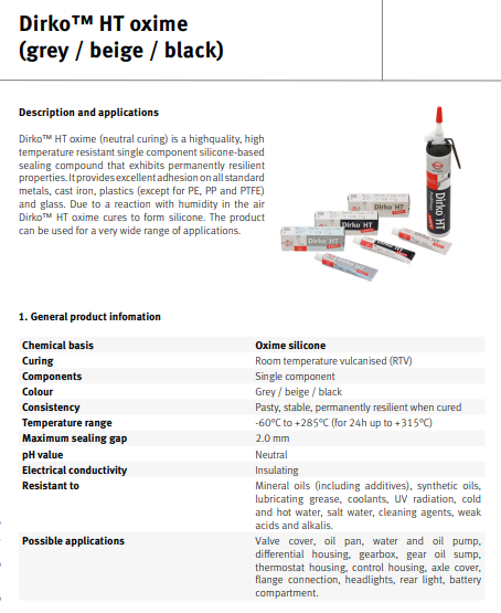 Elring Dirko Gasket Paste - HT Silicone Sealant +315°C