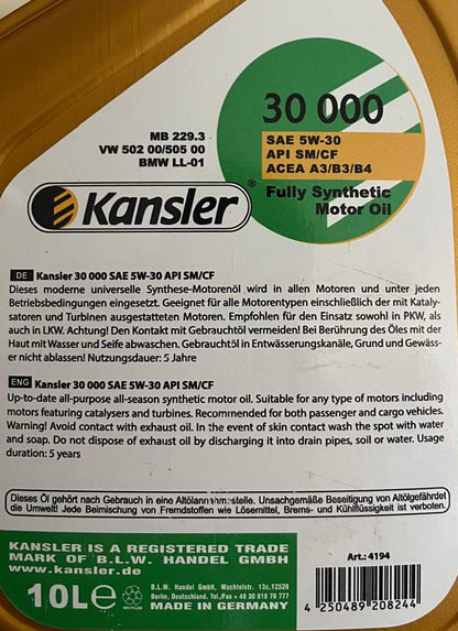 Kansler Full Synthetic Engine Oil SAE 5W-30 10L