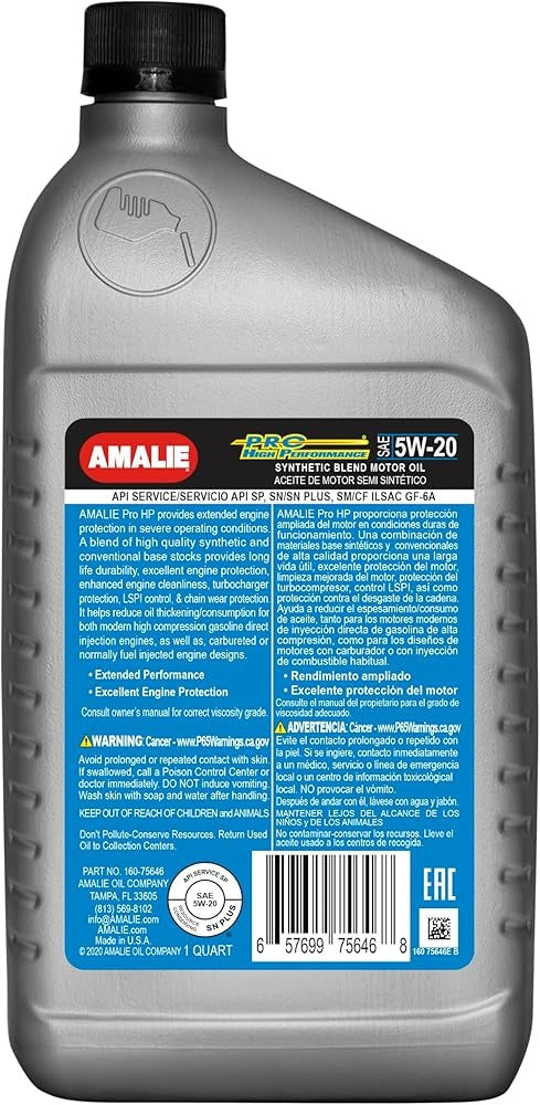 AMALIE Pro High Performance Engine Oil SAE 5W-20 API SP 1Q(0.946L)