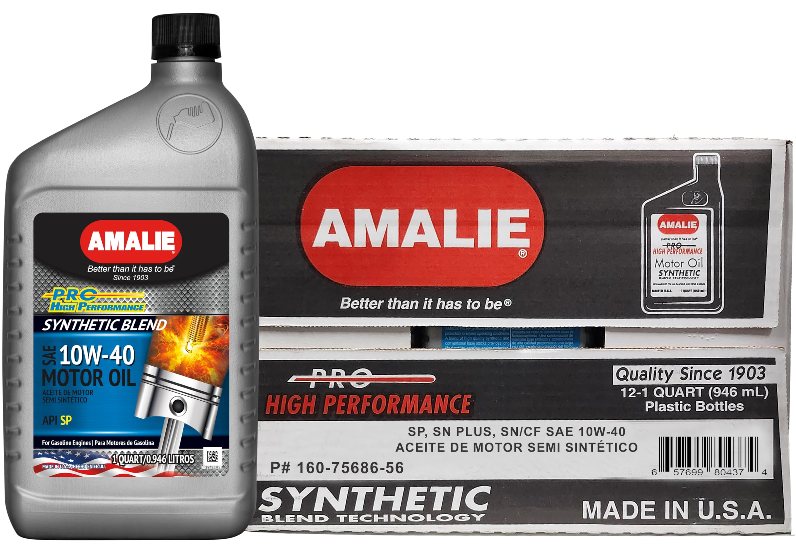 AMALIE-ENGINE OIL-SYNTHETIC BLEND-HIGH MILEAGE-API SP-SAE 10W40-1Q