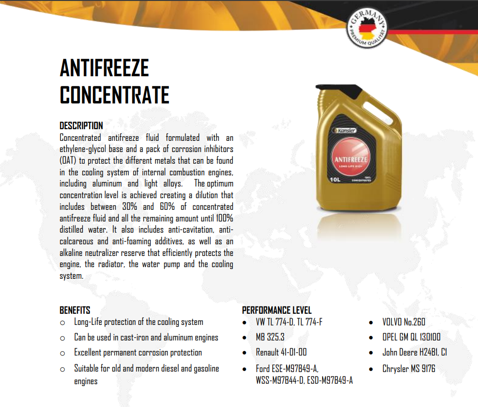 Kansler Antifreeze Concentrated 100% Long Life G12+