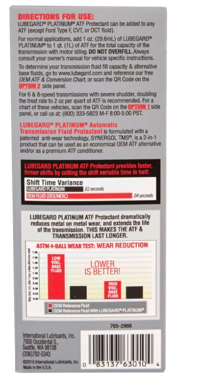 Lubegard Platinum ATF Protectant 296ml