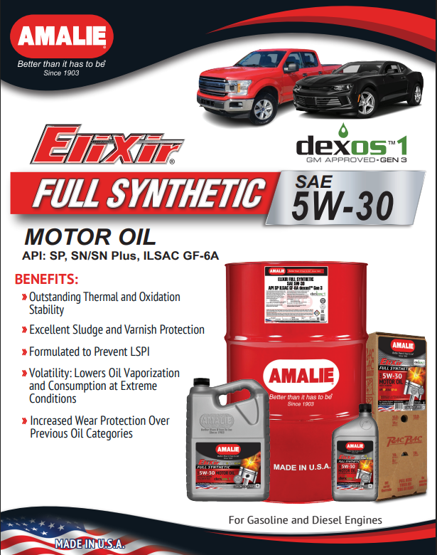 AMALIE Elixir-Full Synthetic Engine Oil SAE 5W30 API SP 1Q(0.946L)