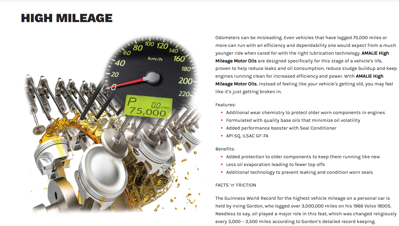 AMALIE High Mileage Engine Oil SAE 5W30 API SP 1Q(0.946L)