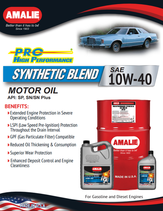 AMALIE Pro High Performance Engine Oil SAE 10W-40 API SP 1Q(0.946L)