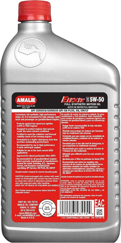 AMALIE Elixir-Full Synthetic Engine Oil SAE 5W30 API SP 1Q(0.946L)