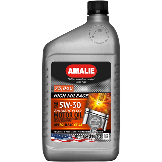 AMALIE-ENGINE OIL-SYNTHETIC BLEND-HIGH MILEAGE-API SP-SAE 5W30-1Q