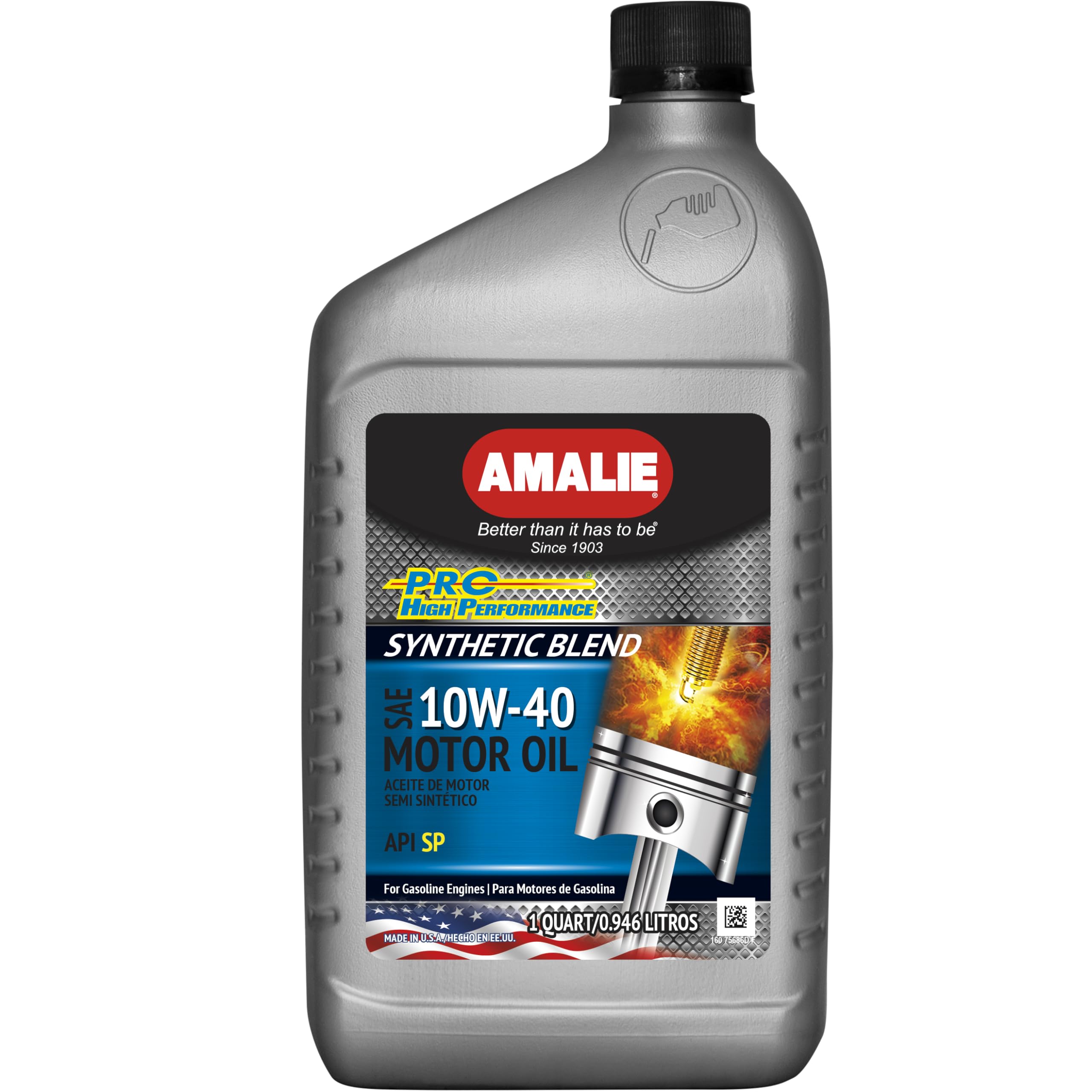 AMALIE-ENGINE OIL-SYNTHETIC BLEND-HIGH MILEAGE-API SP-SAE 10W40-1Q